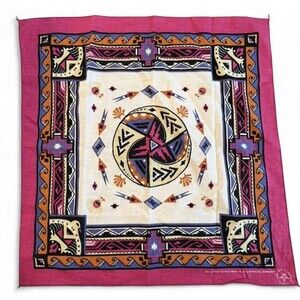 Wamcraft Vintage Bandana Handkerchief Southwestern Aztec Made In USA 21x21